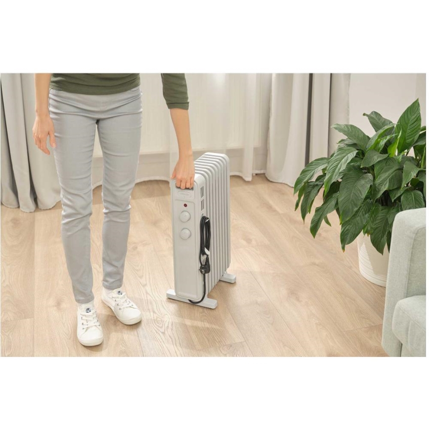 Sencor - Oljefylld radiator med 9 element 800/1200/2000W/230V vit