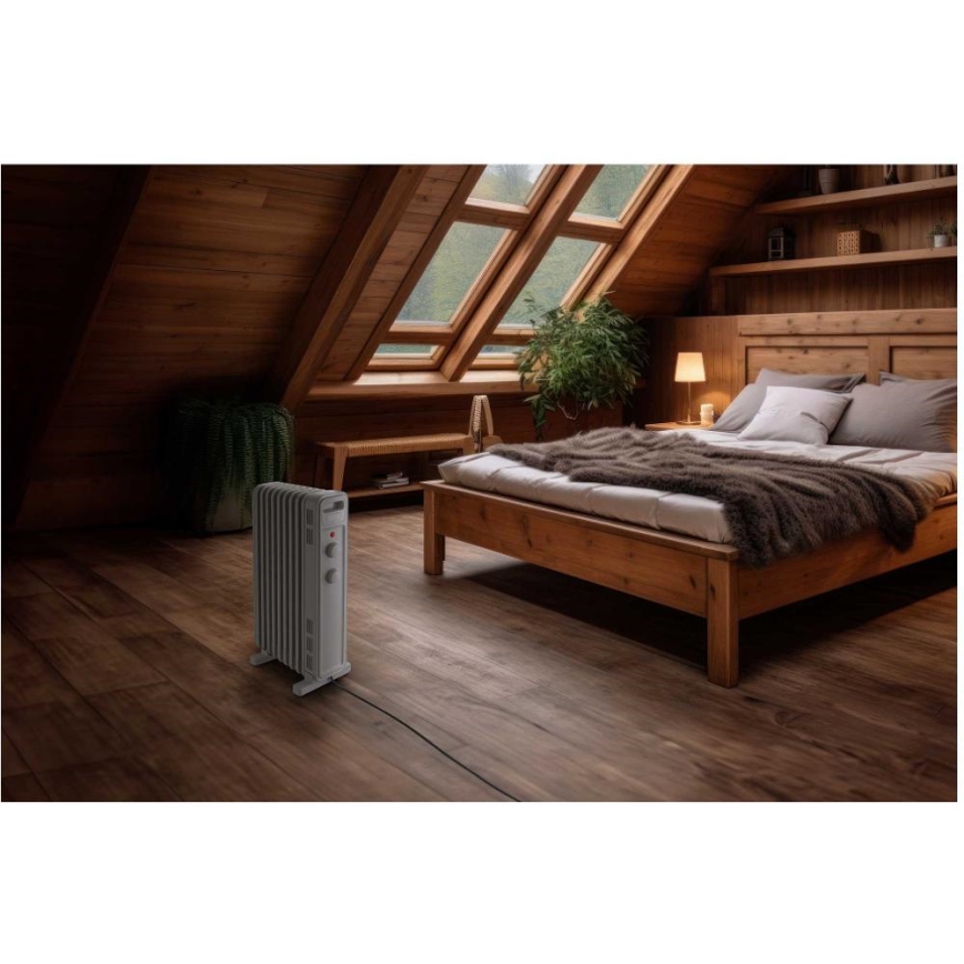 Sencor - Oljefylld radiator med 9 element 800/1200/2000W/230V vit