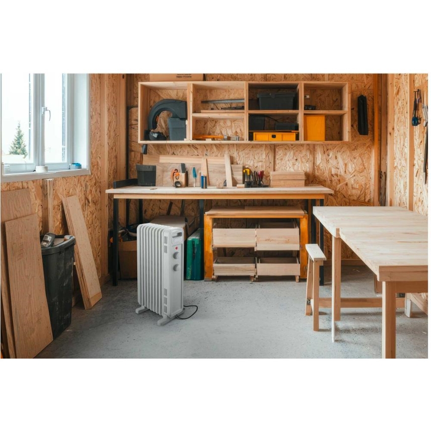 Sencor - Oljefylld radiator med 9 element 800/1200/2000W/230V vit