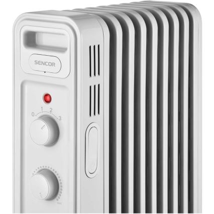 Sencor - Oljefylld radiator med 9 element 800/1200/2000W/230V vit