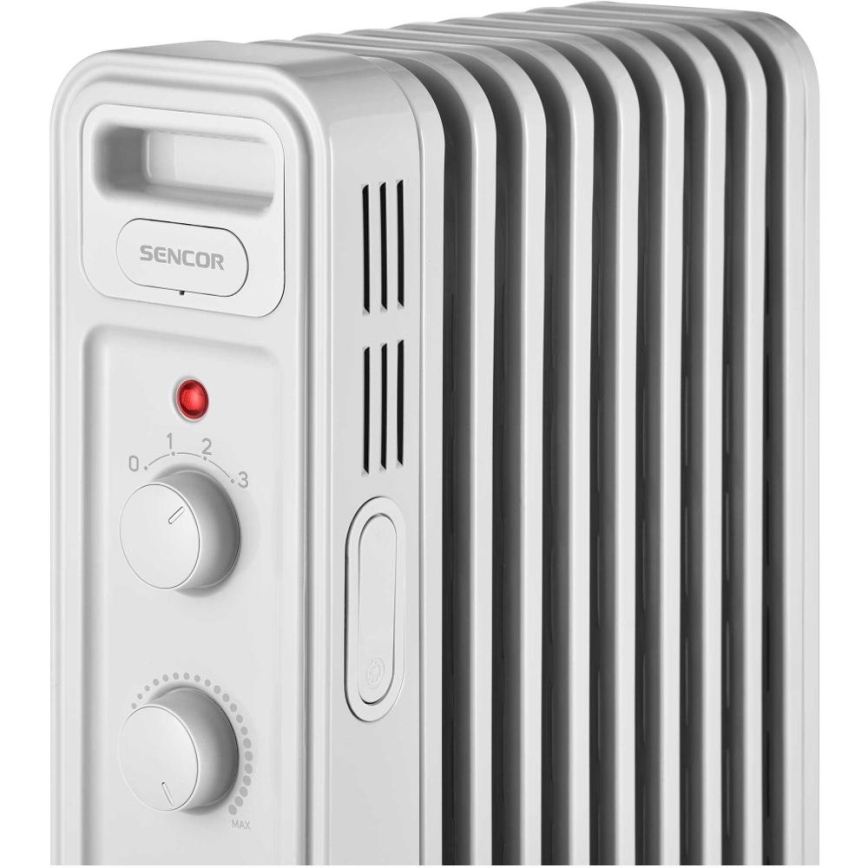 Sencor - Oljefylld radiator med 9 element 800/1200/2000W/230V vit