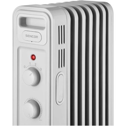 Sencor - Oljeradiator med 7 ribbor, 600/900/1500 W, 230 V, vit