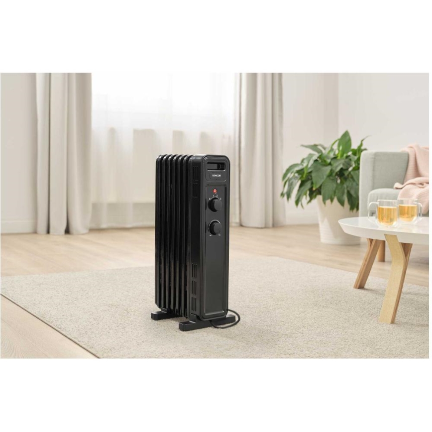 Sencor - Oljeradiator med 7 sektioner, 600/900/1500 W, 230 V, svart