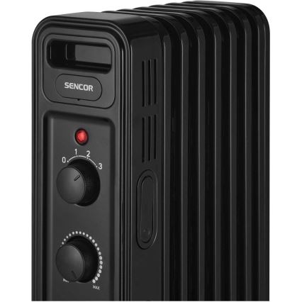 Sencor - Oljeradiator med 7 sektioner, 600/900/1500 W, 230 V, svart
