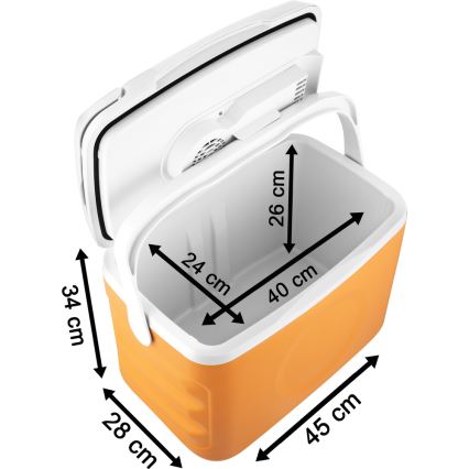 Sencor - Portabelt bilkylskåp 22 l 45W/12V orange/vit