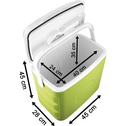 Sencor - Portabelt bilkylskåp 30 l 55W/5V /12V/230V grön/vit