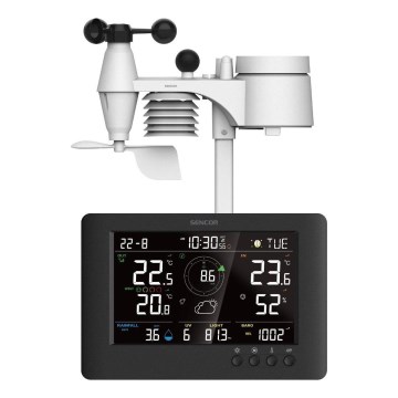 Sencor - Professionell väderstation med färg-LCD-display och väckarklocka 5V/1xCR2032 + 3xAA