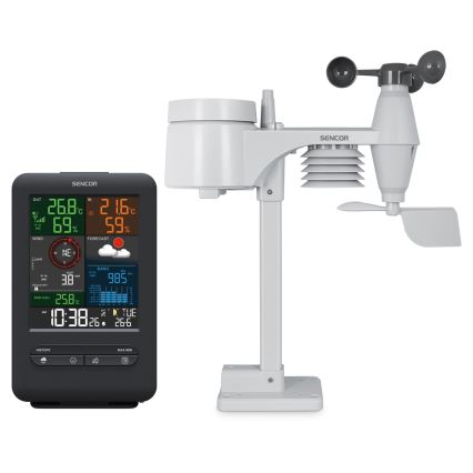 Sencor - Professionell väderstation med färgdisplay Data kontakt  väckarklocka 1xCR2032