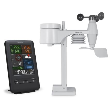 Sencor - Professionell väderstation med färgdisplay Data kontakt  väckarklocka 1xCR2032