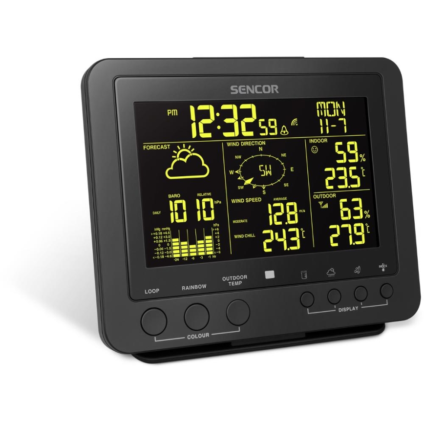 Sencor - Professionell väderstation med färgglad LCD-skärm 1xCR2032