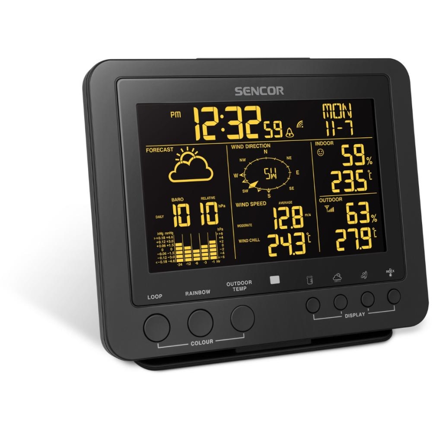 Sencor - Professionell väderstation med färgglad LCD-skärm 1xCR2032