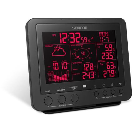 Sencor - Professionell väderstation med färgglad LCD-skärm 1xCR2032