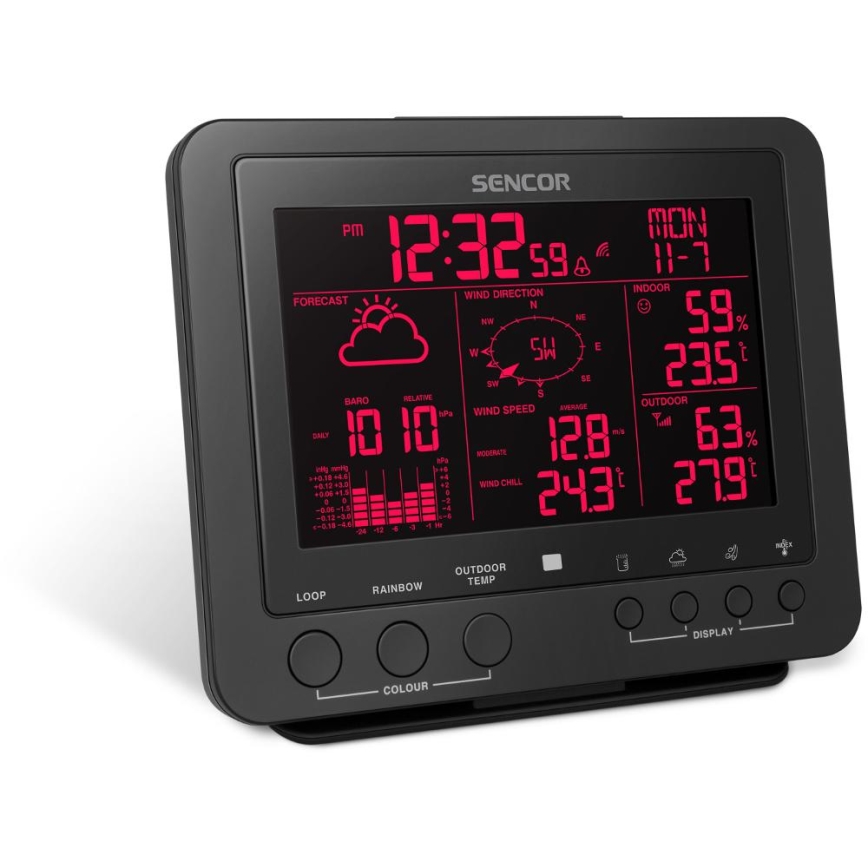 Sencor - Professionell väderstation med färgglad LCD-skärm 1xCR2032