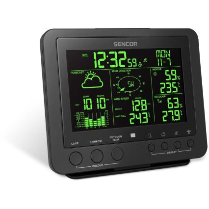 Sencor - Professionell väderstation med färgglad LCD-skärm 1xCR2032