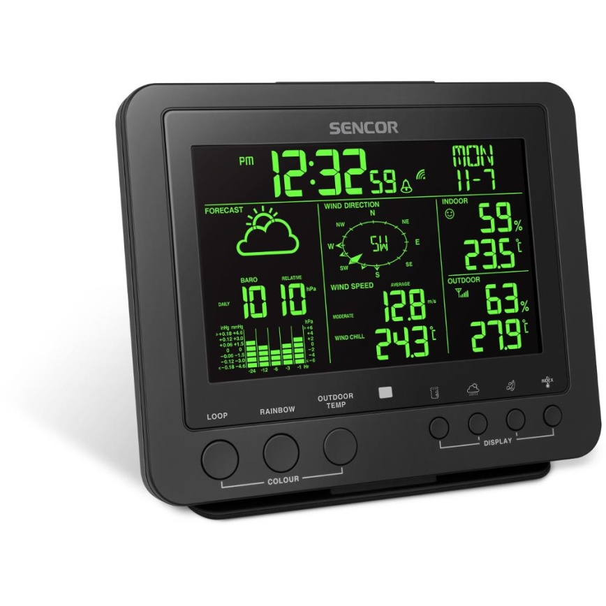 Sencor - Professionell väderstation med färgglad LCD-skärm 1xCR2032