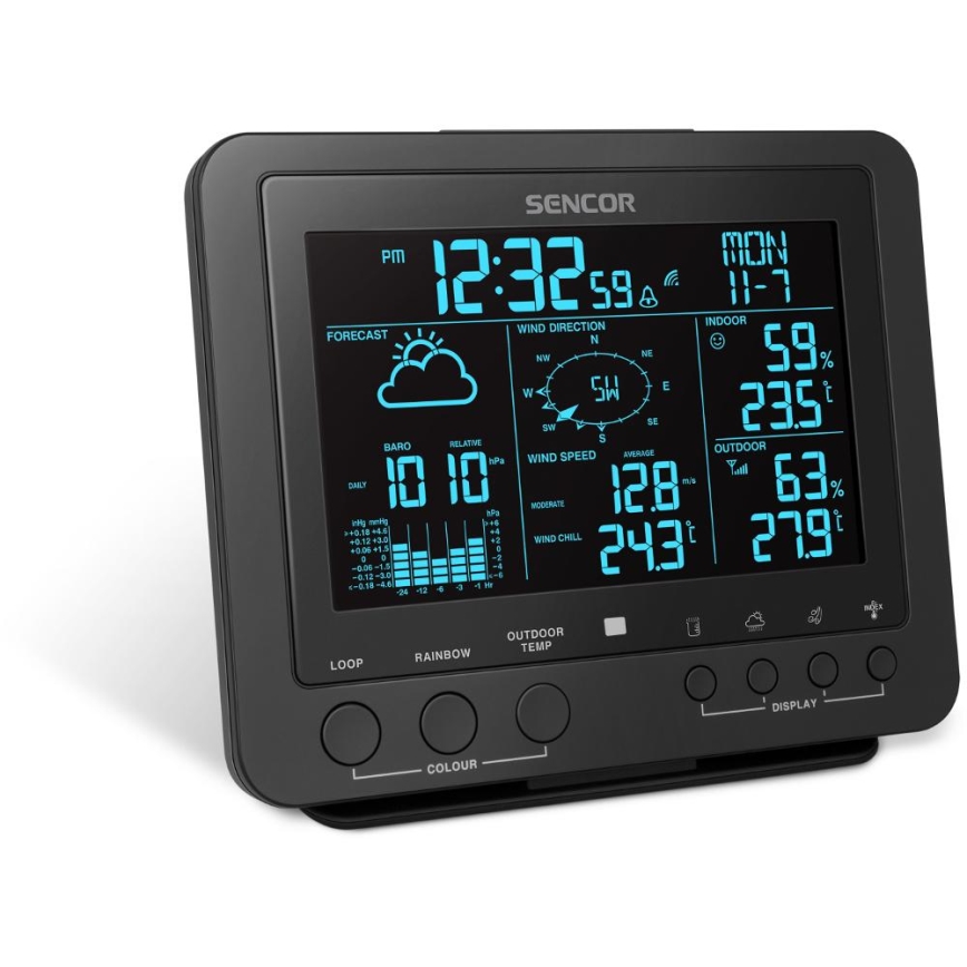 Sencor - Professionell väderstation med färgglad LCD-skärm 1xCR2032