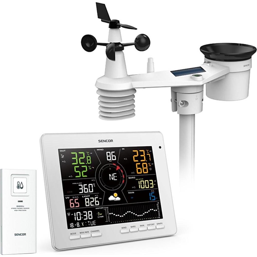 Sencor - Professionell väderstation med färgglad LCD-skärm 1xCR2032 Wi-Fi Tuya