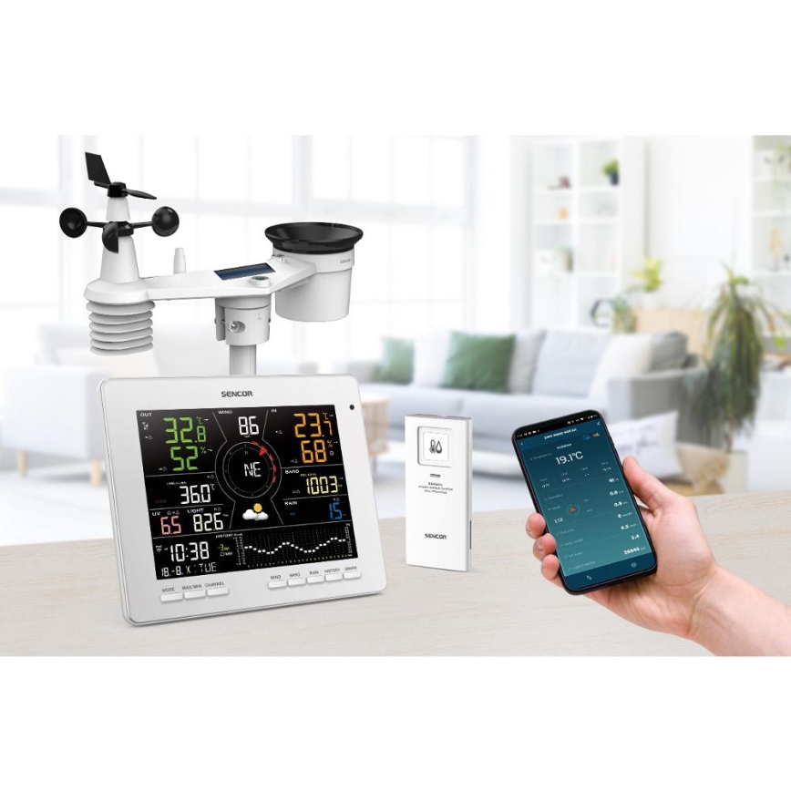 Sencor - Professionell väderstation med färgglad LCD-skärm 1xCR2032 Wi-Fi Tuya
