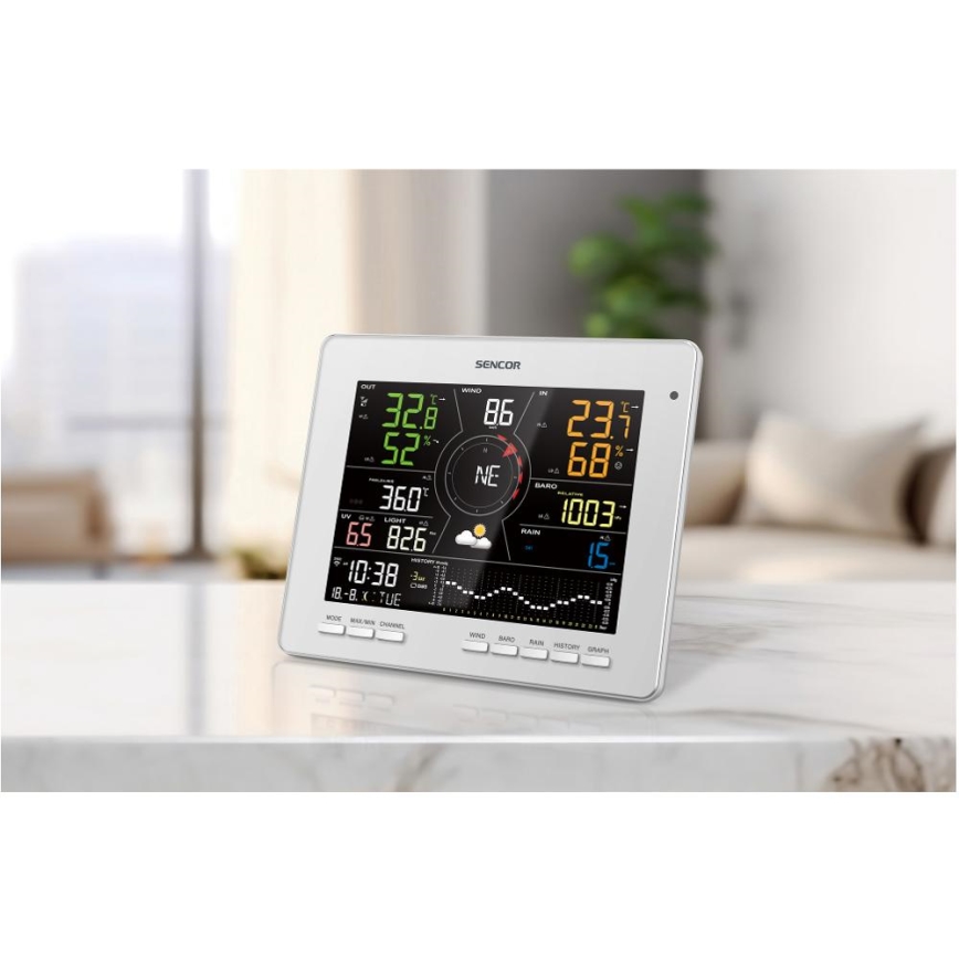 Sencor - Professionell väderstation med färgglad LCD-skärm 1xCR2032 Wi-Fi Tuya