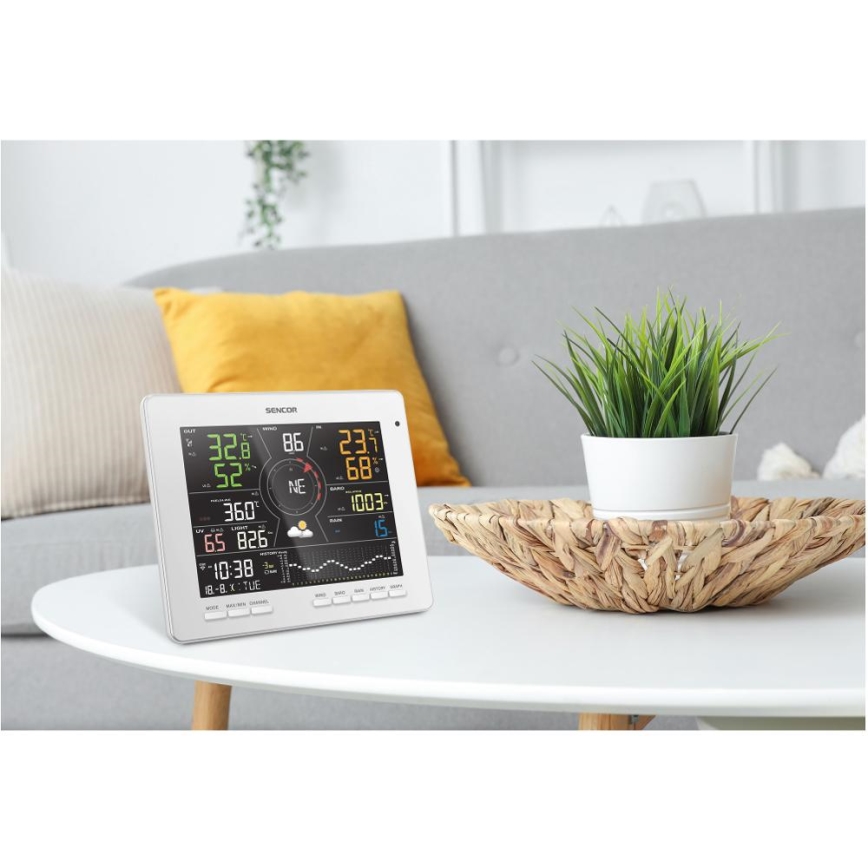 Sencor - Professionell väderstation med färgglad LCD-skärm 1xCR2032 Wi-Fi Tuya