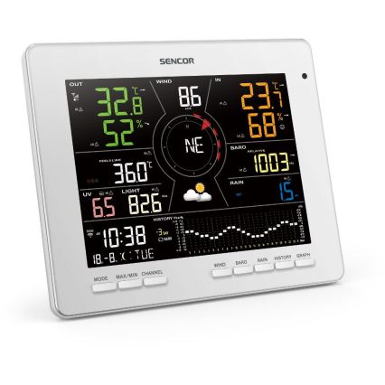 Sencor - Professionell väderstation med färgglad LCD-skärm 1xCR2032 Wi-Fi Tuya