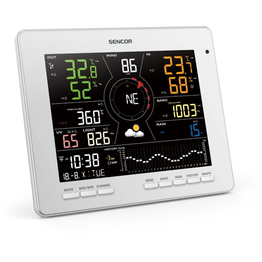 Sencor - Professionell väderstation med färgglad LCD-skärm 1xCR2032 Wi-Fi Tuya