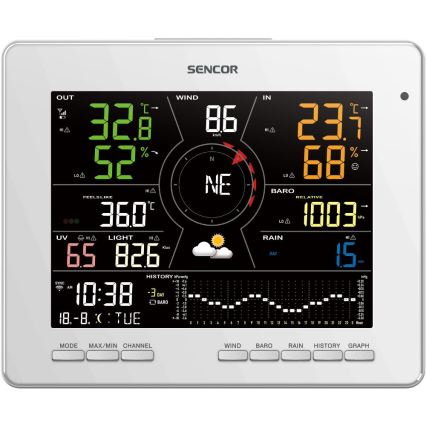 Sencor - Professionell väderstation med färgglad LCD-skärm 1xCR2032 Wi-Fi Tuya