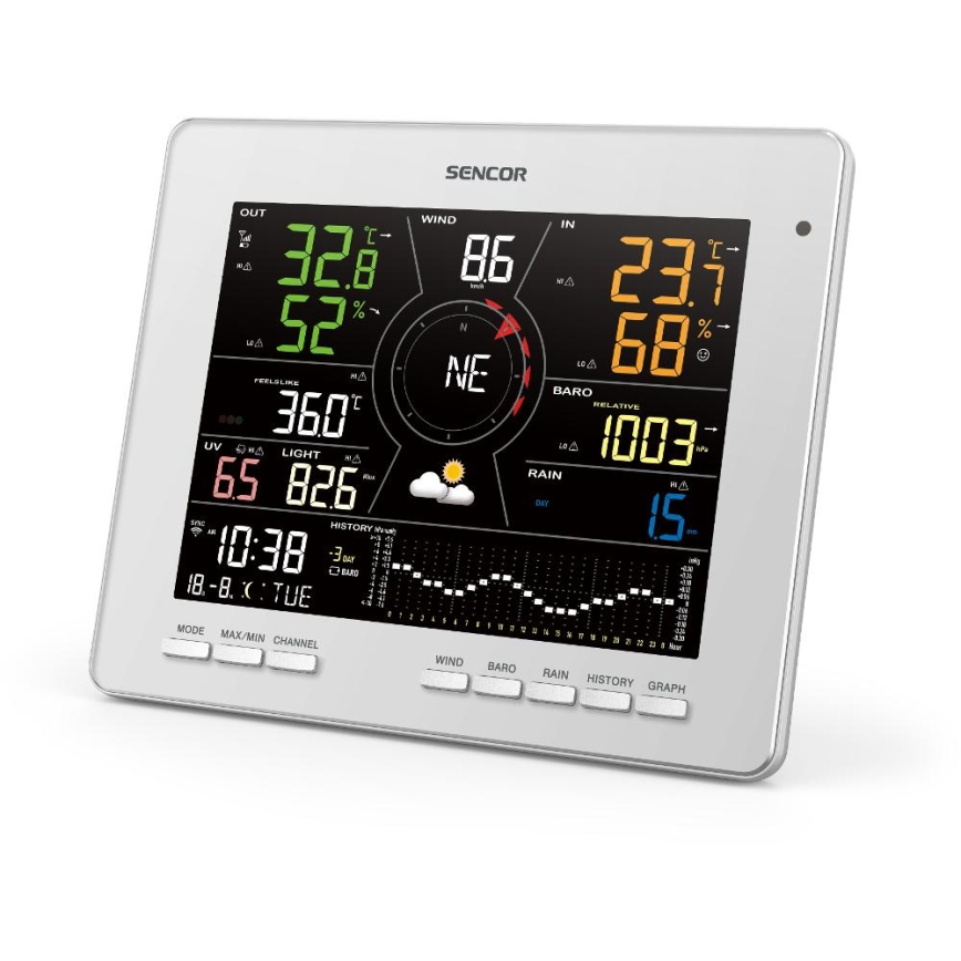 Sencor - Professionell väderstation med färgglad LCD-skärm 1xCR2032 Wi-Fi Tuya