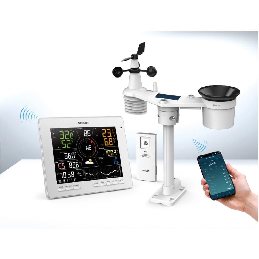 Sencor - Professionell väderstation med färgglad LCD-skärm 1xCR2032 Wi-Fi Tuya