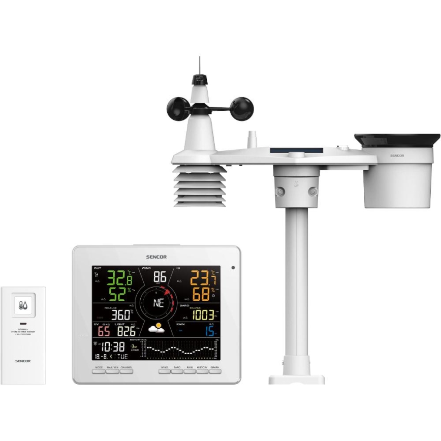 Sencor - Professionell väderstation med färgglad LCD-skärm 1xCR2032 Wi-Fi Tuya