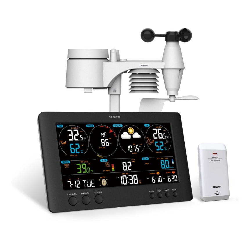 Sencor - Professionell väderstation med färgglad LCD-skärm 5V/1xCR2032 + 3xAA Wi-Fi