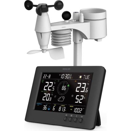 Sencor - Professionell väderstation med färg-LCD-display och väckarklocka 5V/1xCR2032 + 3xAA