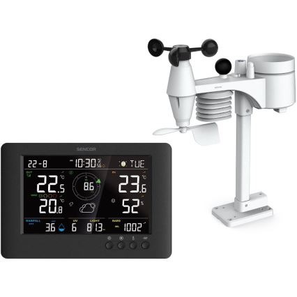 Sencor - Professionell väderstation med färg-LCD-display och väckarklocka 5V/1xCR2032 + 3xAA