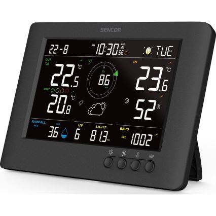 Sencor - Professionell väderstation med färg-LCD-display och väckarklocka 5V/1xCR2032 + 3xAA