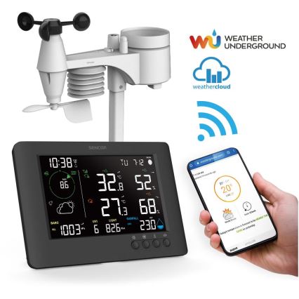 Sencor - Professionell väderstation med färg-LCD-display och väckarklocka 5V/1xCR2032 + 3xAA Wi-Fi