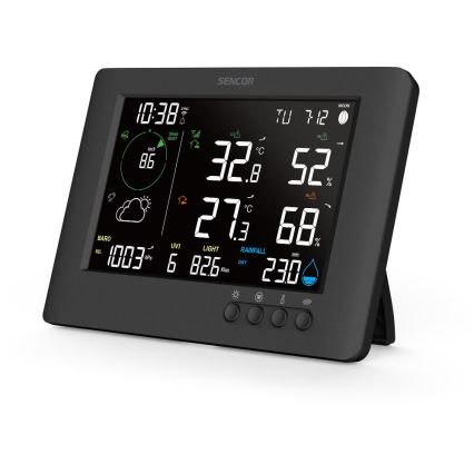 Sencor - Professionell väderstation med färg-LCD-display och väckarklocka 5V/1xCR2032 + 3xAA Wi-Fi