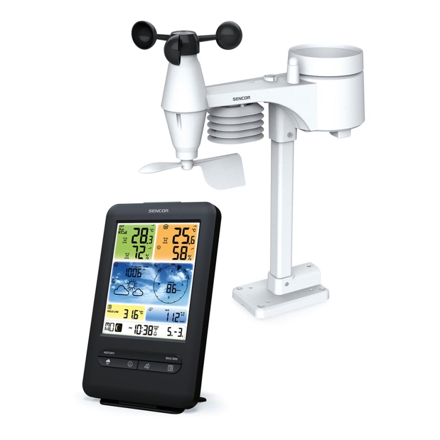 Sencor - Professionell väderstation med LCD-färgskärm1xCR2032 Wi-Fi