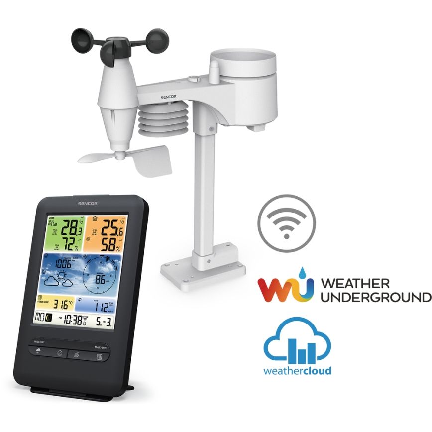 Sencor - Professionell väderstation med LCD-färgskärm1xCR2032 Wi-Fi