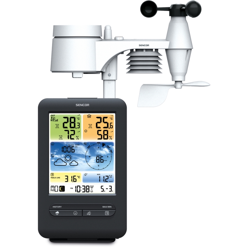 Sencor - Professionell väderstation med LCD-färgskärm1xCR2032 Wi-Fi