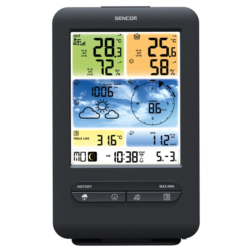 Sencor - Professionell väderstation med LCD-färgskärm1xCR2032 Wi-Fi