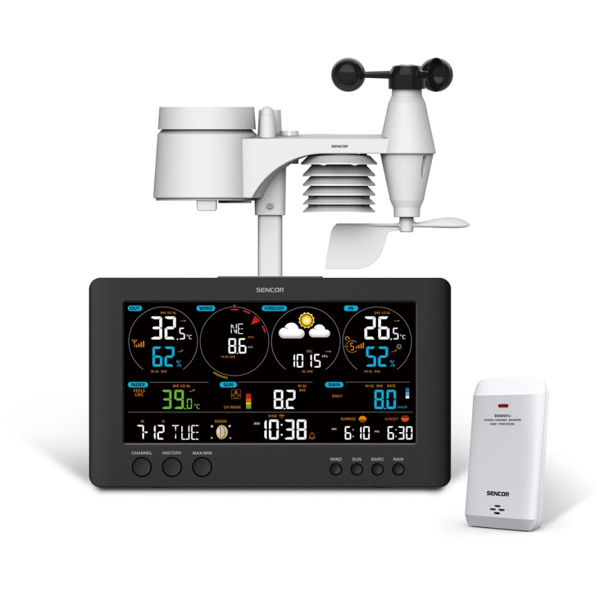 Sencor - Professionell väderstation med LCD-färgskärm1xCR2032 Wi-Fi