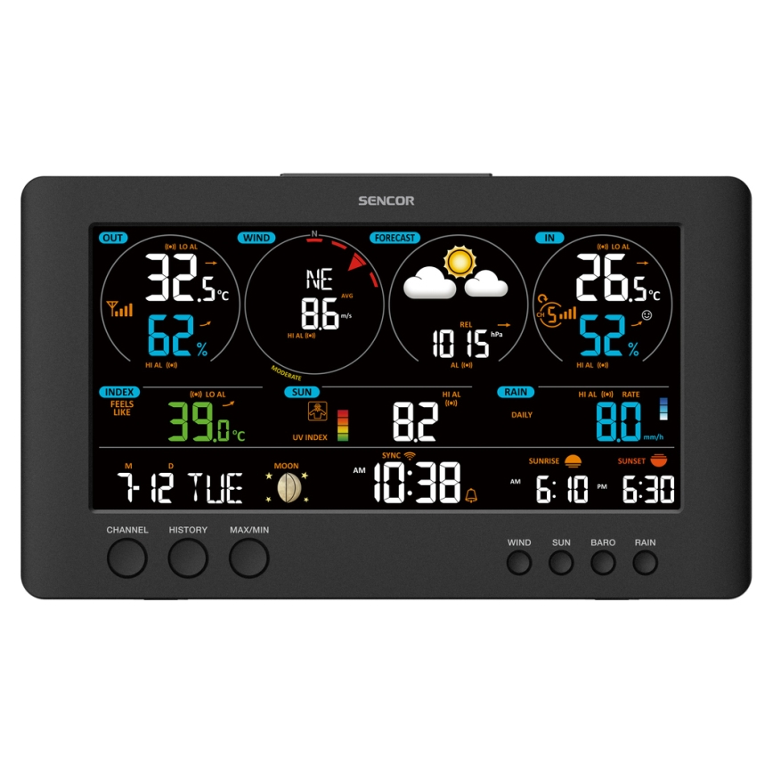Sencor - Professionell väderstation med LCD-färgskärm1xCR2032 Wi-Fi
