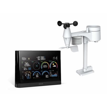 Sencor - Professionell väderstation med färg-LCD-display och väckarklocka 5V/3xAAA + 3xAA