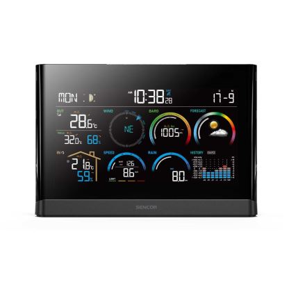 Sencor - Professionell väderstation med färg-LCD-display och väckarklocka 5V/3xAAA + 3xAA