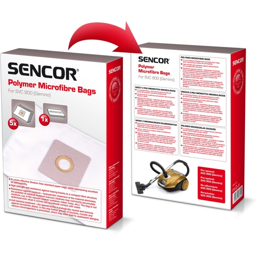 Sencor - SET 5x påsar + 1x mikrofilter till dammsugare