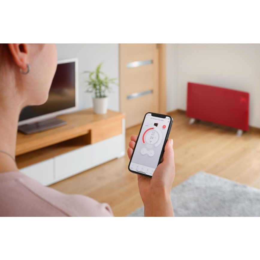 Sencor - Smart elektrisk direktvärmare/konvektor 1200/2400W/230V IP24 Wi-Fi röd