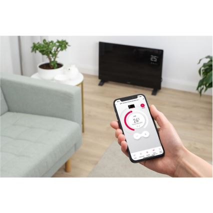 Sencor - Smart elektrisk direktvärmare/konvektor 2000 W/230 V IP24 Wi-Fi svart + fjärrkontroll