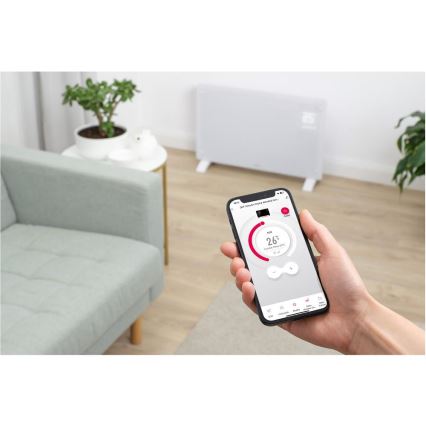 Sencor - Smart elektrisk konvektor/direktvärmare 2000W/230V IP24 Wi-Fi vit + fjärrkontroll