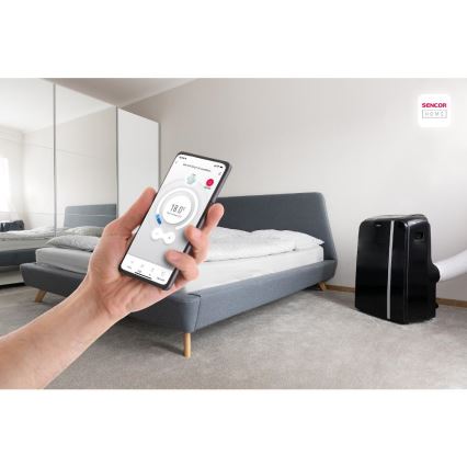 Sencor - Smart mobil luftkonditionering 3i1 med kompletta tillbehör 1450W/230V 12000 BTU Wi-Fi svart + fjärrkontroll