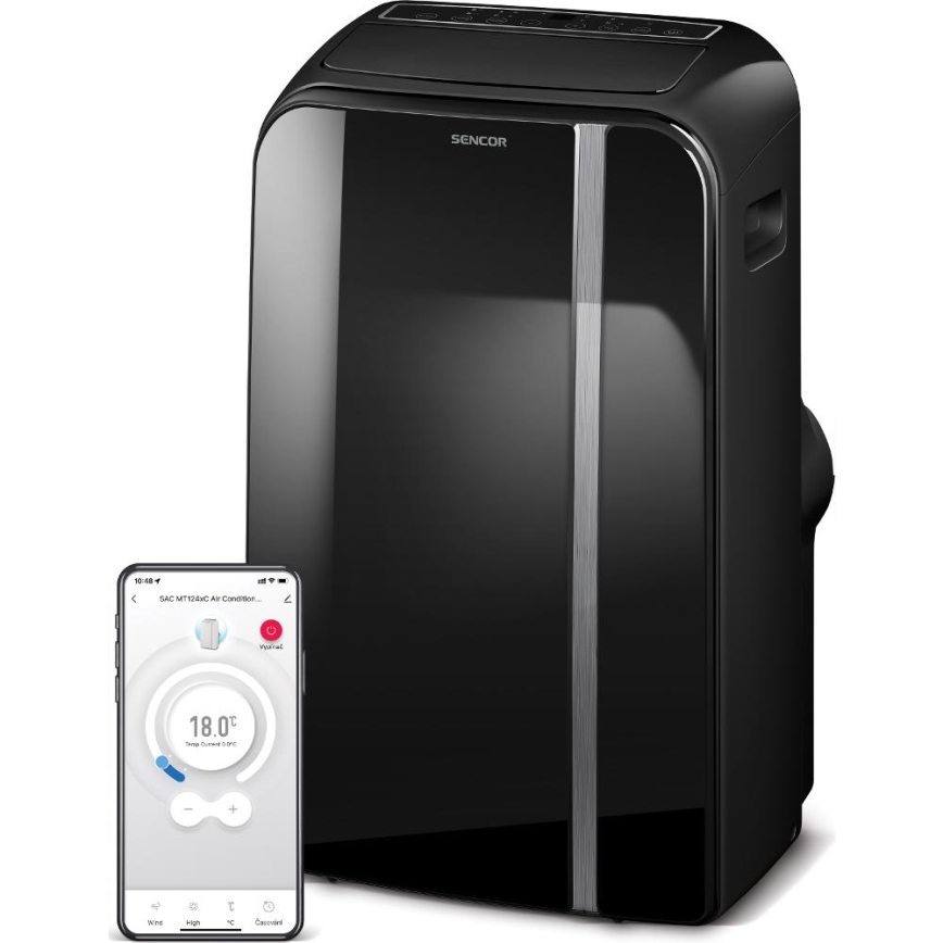 Sencor - Smart mobil luftkonditionering 3i1 med kompletta tillbehör 1450W/230V 12000 BTU Wi-Fi svart + fjärrkontroll